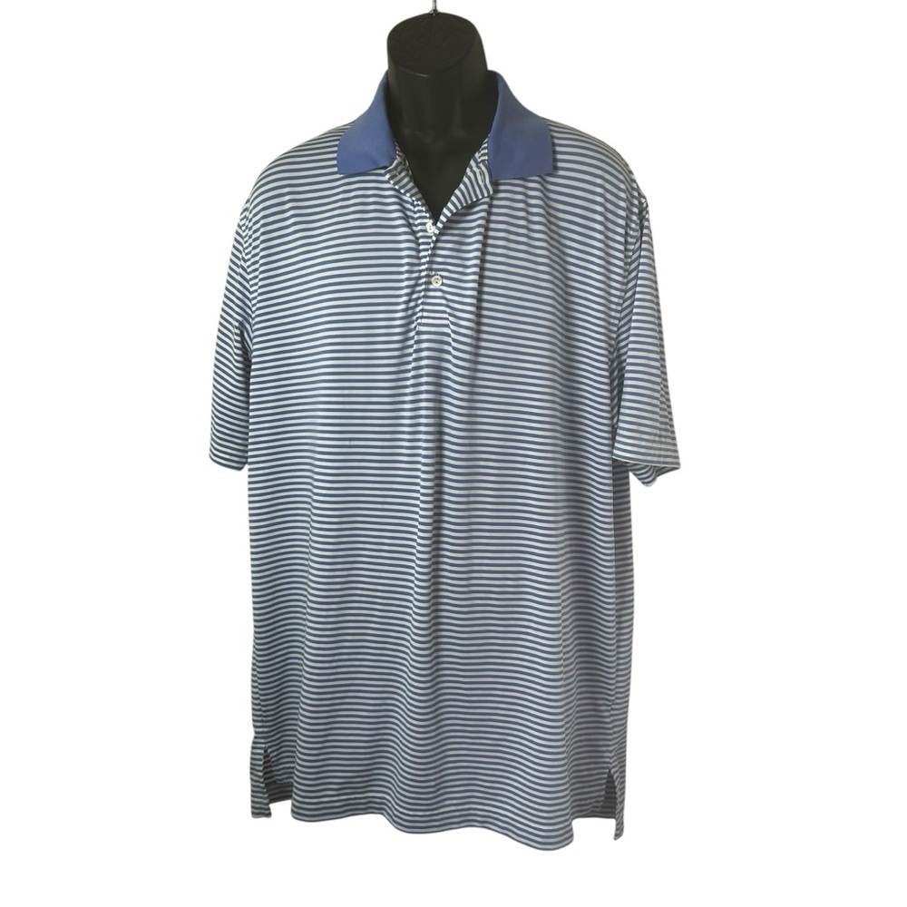Peter Millar Summer Comfort pullover golf short mens size Large blue white sport